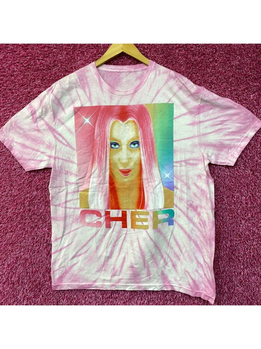 Cher Rock & Pop Pink Tie Dye Oversized T-Shirt Medium